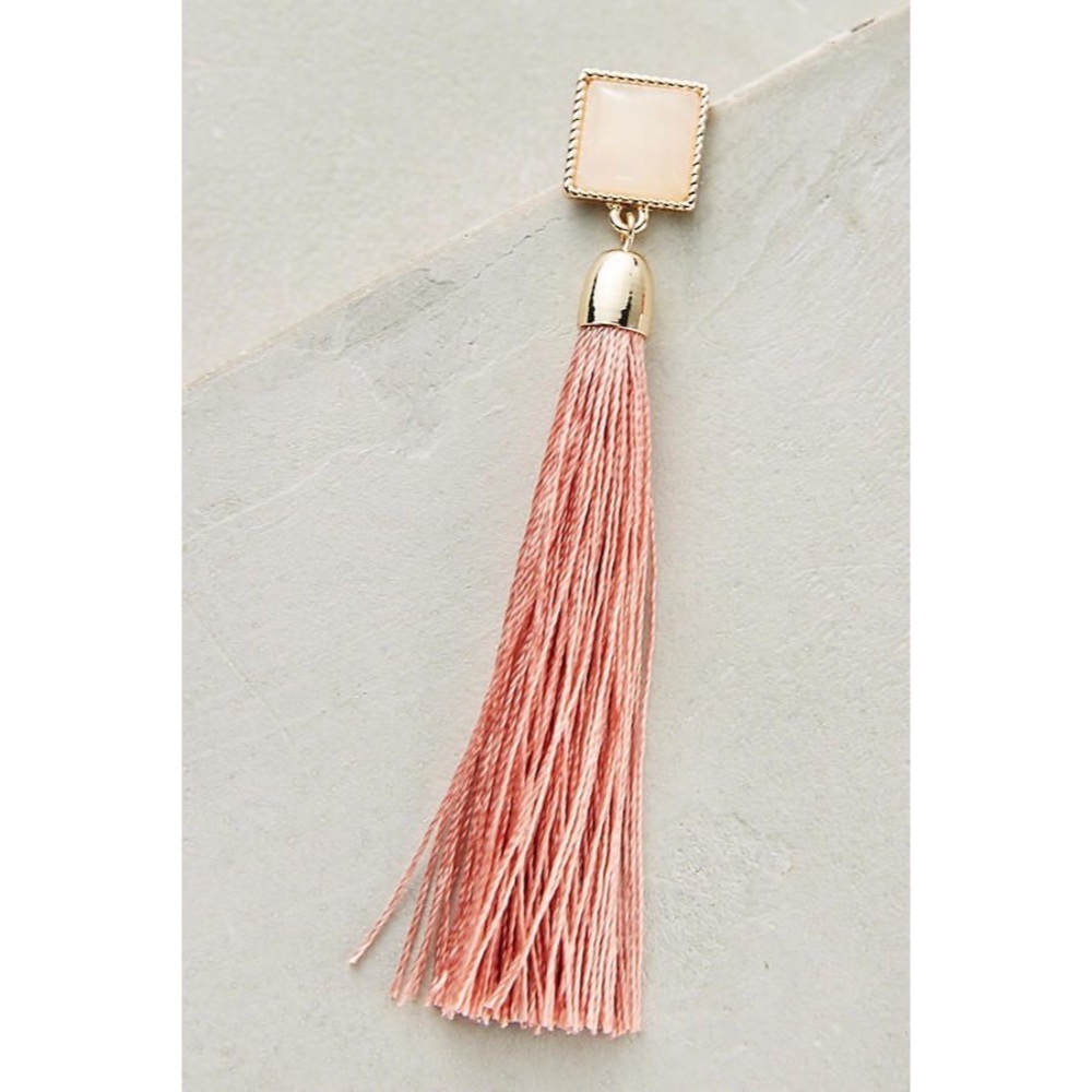 NEW Anthropologie Rhosyn Tassel Fringe Earrings NAVY & PINK [2 PAIR] - Picture 5 of 7